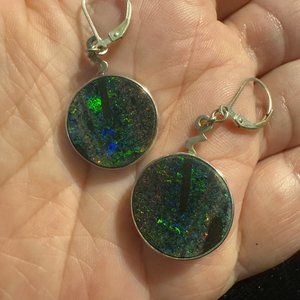 OOAK hand made Sedimentary Opal and Sterling Silver earrings